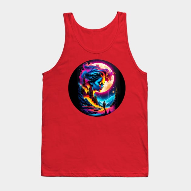 Lunar Embrace: Love Under the Starlit Sky Tank Top by AlexBRD